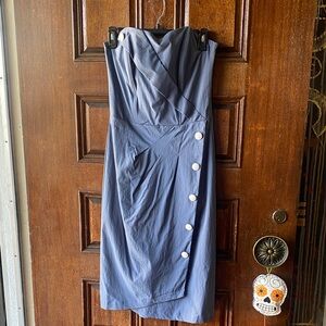 RockSteady Strapless Dress in Slate Blue